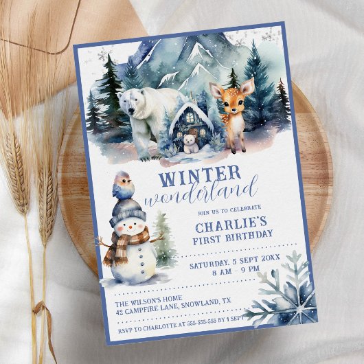 Winter Wonderland Waterverf Kinderen Verjaardag Kaart