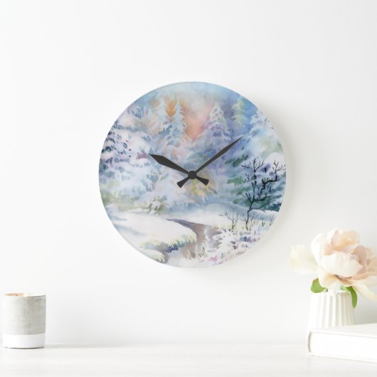 Winter Wonderland: Waterverf Landschap Grote Klok (Huis)