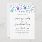 Winter Wonderland Weddenschap Colorful Snowfalkes Kaart (Voorkant)