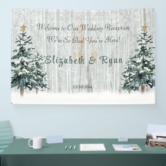 Winter Wonderland Wedding Birch Trees Pine Trees Spandoek (Beurs)