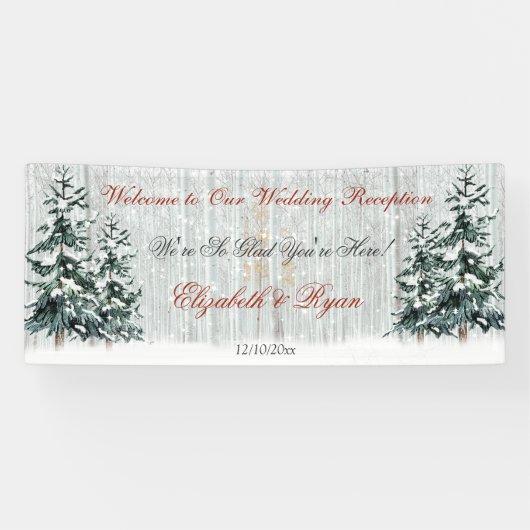 Winter Wonderland Wedding Birch Trees Pine Trees Spandoek (Horizontaal)