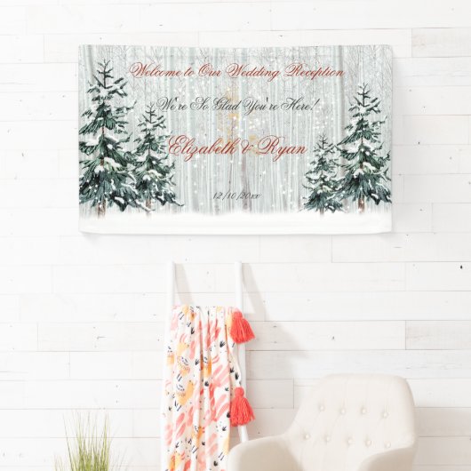 Winter Wonderland Wedding Birch Trees Sterren Snee Spandoek (Insitu)