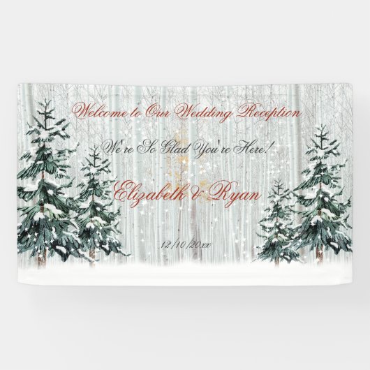 Winter Wonderland Wedding Birch Trees Sterren Snee Spandoek (Horizontaal)