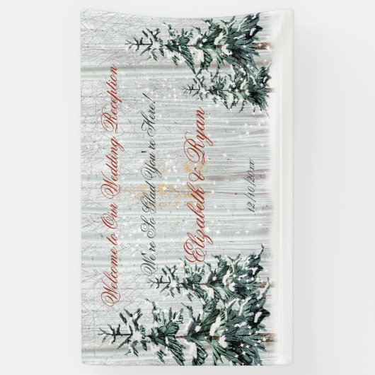 Winter Wonderland Wedding Birch Trees Sterren Snee Spandoek (Verticaal)