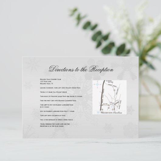 Winter Wonderland Wedding Directions Informatiekaartje (Staand voorkant)