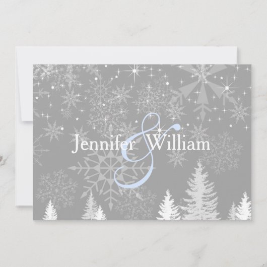 Winter Wonderland Wedding, Elegant Uitnodiging (Voorkant)