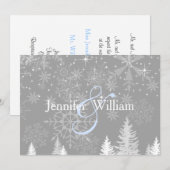 Winter Wonderland Wedding, Elegant Uitnodiging (Voorkant / Achterkant)