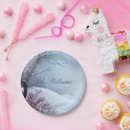 Winter Wonderland Wedding Papieren Bordje (Feest)