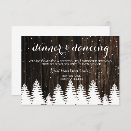 Winter Wonderland Wedding Reception Card Informatiekaartje (Voorkant / Achterkant)