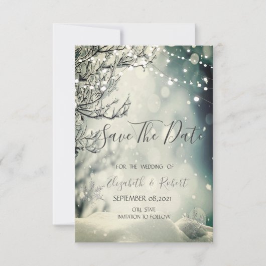 Winter Wonderland Wedding Save the Date (Voorkant)