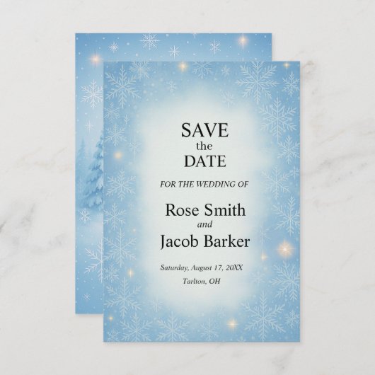 Winter Wonderland Wedding Save the Date Kaart (Voorkant / Achterkant)