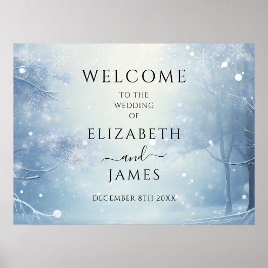Winter Wonderland Wedding Welcome Sign Poster (Voorkant)