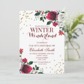 Winter Wonderland White Flowers invitation Kaart (Staand voorkant)