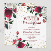Winter Wonderland White Flowers invitation Kaart (Voorkant / Achterkant)
