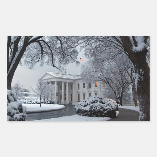 Winter Wonderland White House Rechthoekige Sticker (Voorkant)