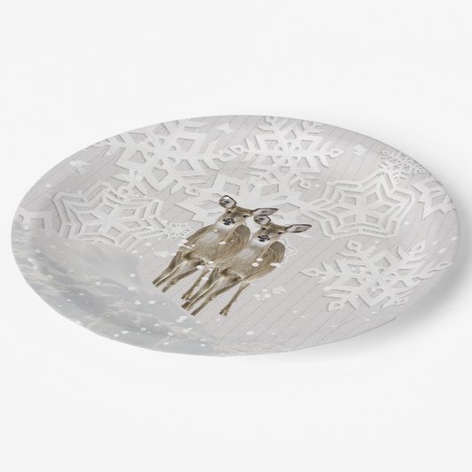 Winter Wonderland White Kerstmis met Deer Papieren Bordje (Gekanteld)