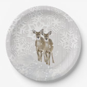 Winter Wonderland White Kerstmis met Deer Papieren Bordje (Voorkant)