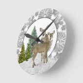 Winter Wonderland Whitetail Deer Holiday Home Ronde Klok (Hoek)
