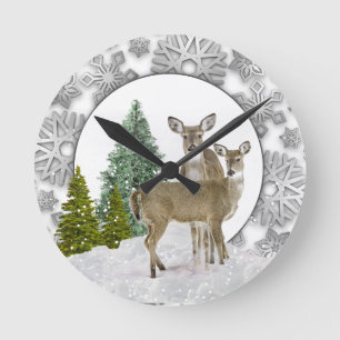 Winter Wonderland Whitetail Deer Holiday Home  Ronde Klok