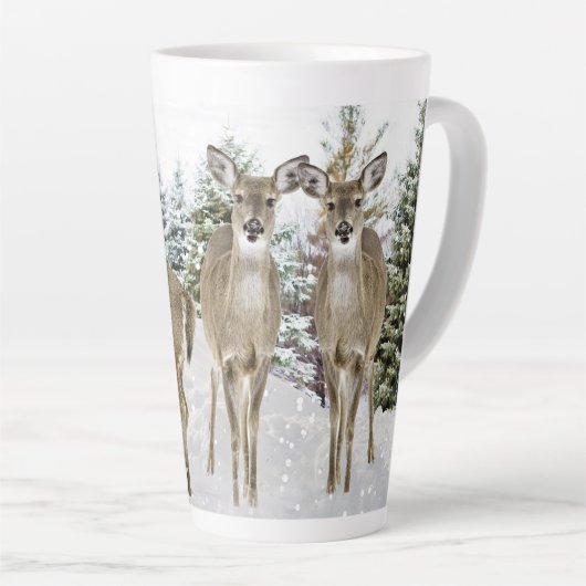 Winter Wonderland Whitetail Deer Kerstmis Latte Mok (Rechterhoek)