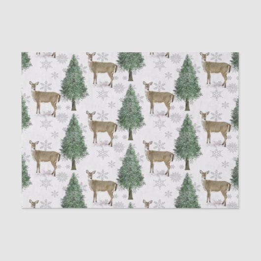 Winter Wonderland Whitetail Deer Kerstseizoen Tissuepapier (Voorkant)