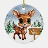 Winter Wonderland Wildlife Deer Holiday Decor 🦌🎄 Keramisch Ornament (Voorkant)