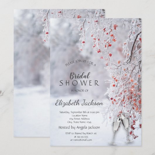 Winter Wonderland,Wineglas Bruidsdiner Kaart (Voorkant / Achterkant)
