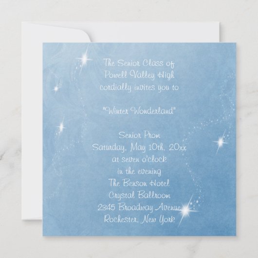 Winter Wonderland Winter prom uitnodigingen (Achterkant)