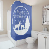 Winter Wonderland Winter Scene met Deer Douchegordijn (In situ)