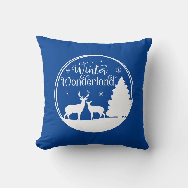 Winter Wonderland Winter Scene met Deer Kussen (Voorkant)