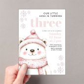 Winter Wonderland Wit Beer Acryl Verjaardag Uitnodigingen (Insitu (Draagbaar))