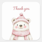 Winter Wonderland Wit Beer Dank u Vierkante Sticker (Voorkant)
