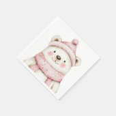 Winter Wonderland Wit Beer Roze Verjaardag Servet (Hoek)
