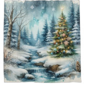 Winter Wonderland with Christmas Tree Douchegordijn (Voorkant)