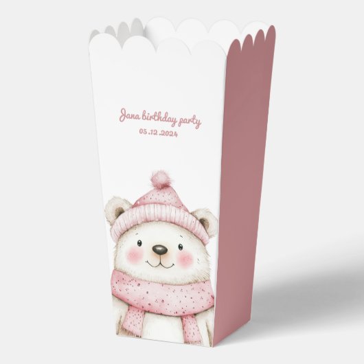 Winter Wonderland Witte Beer Verjaardag Bedankdoosjes (Achterkant)