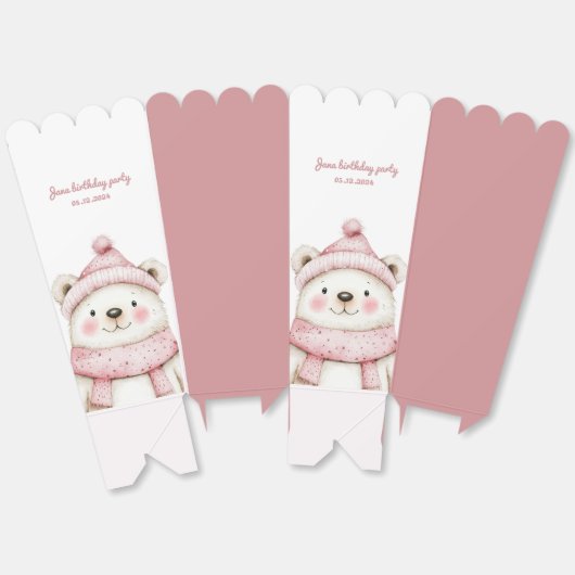 Winter Wonderland Witte Beer Verjaardag Bedankdoosjes (Ongevouwen)