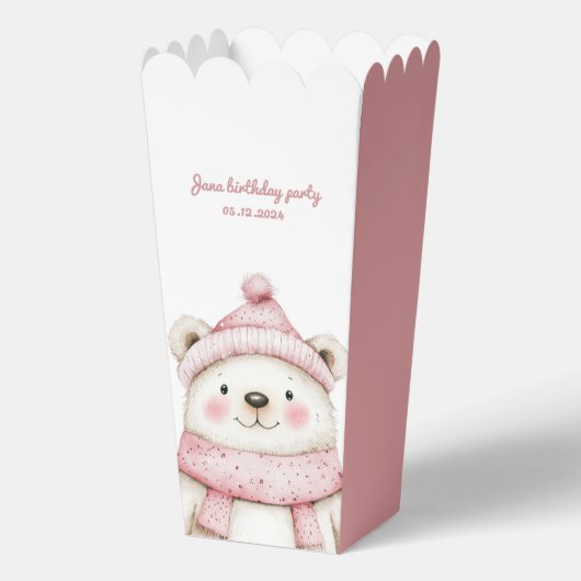 Winter Wonderland Witte Beer Verjaardag Bedankdoosjes (Voorkant)