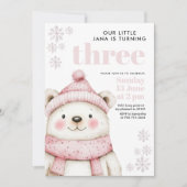 Winter Wonderland Witte Beer Verjaardag Kaart (Voorkant)