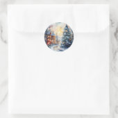 Winter wonderland witte kerst ronde sticker (Tas)