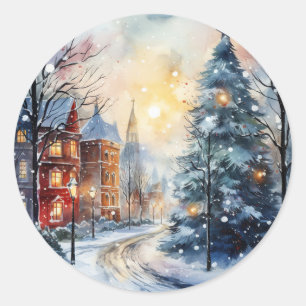 Winter wonderland witte kerst ronde sticker