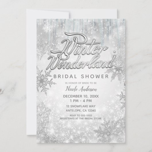 Winter Wonderland Witte Sneeuwvlokken Elegant Part Kaart (Voorkant)