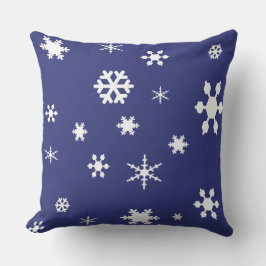Winter Wonderland-Witte Sneeuwvlokken op Blauw Kussen