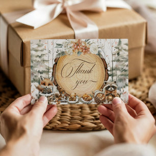 Winter Wonderland Woodland Animals Baby shower Bedankkaart