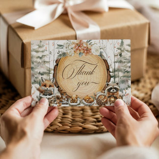 Winter Wonderland Woodland Animals Baby shower Bedankkaart