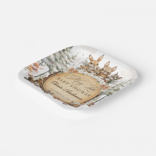 Winter Wonderland Woodland Animals Baby shower Papieren Bordje (Gebogen)