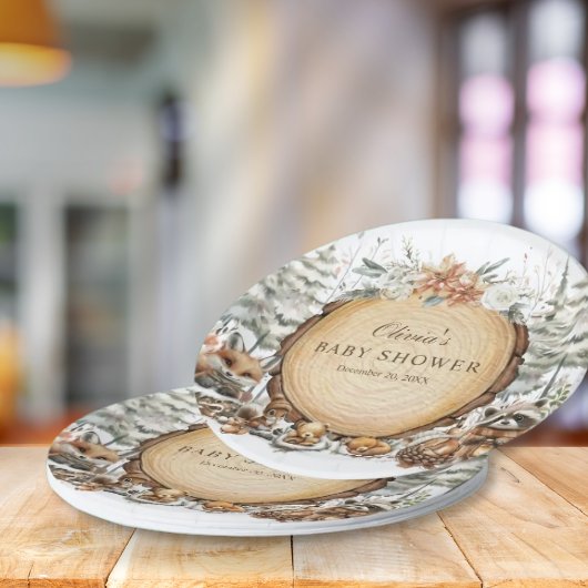 Winter Wonderland Woodland Animals Baby shower Papieren Bordje