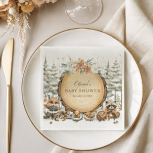 Winter Wonderland Woodland Animals Baby shower Servet