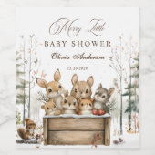 Winter Wonderland Woodland Animals Baby shower Wijn Etiket (Enkel label)