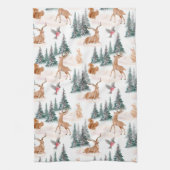 Winter Wonderland Woodland Dieren Kerstmis Theedoek (Verticaal)