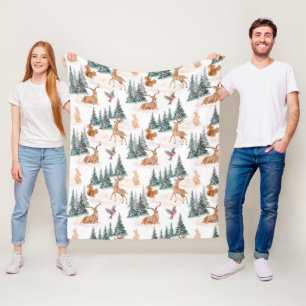 Winter Wonderland Woodland kerstdieren Fleece Deken